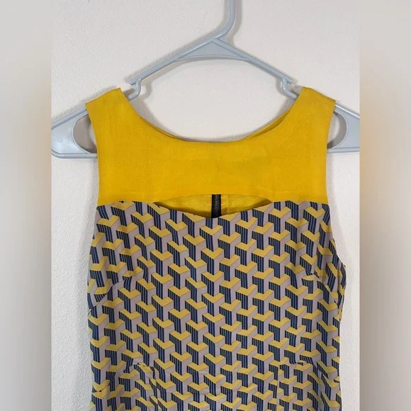 Rag & Bone Chelsea Yellow/blue Organza Sleeveless 100% Silk Mini Dress Sz 2 - Picture 4 of 8